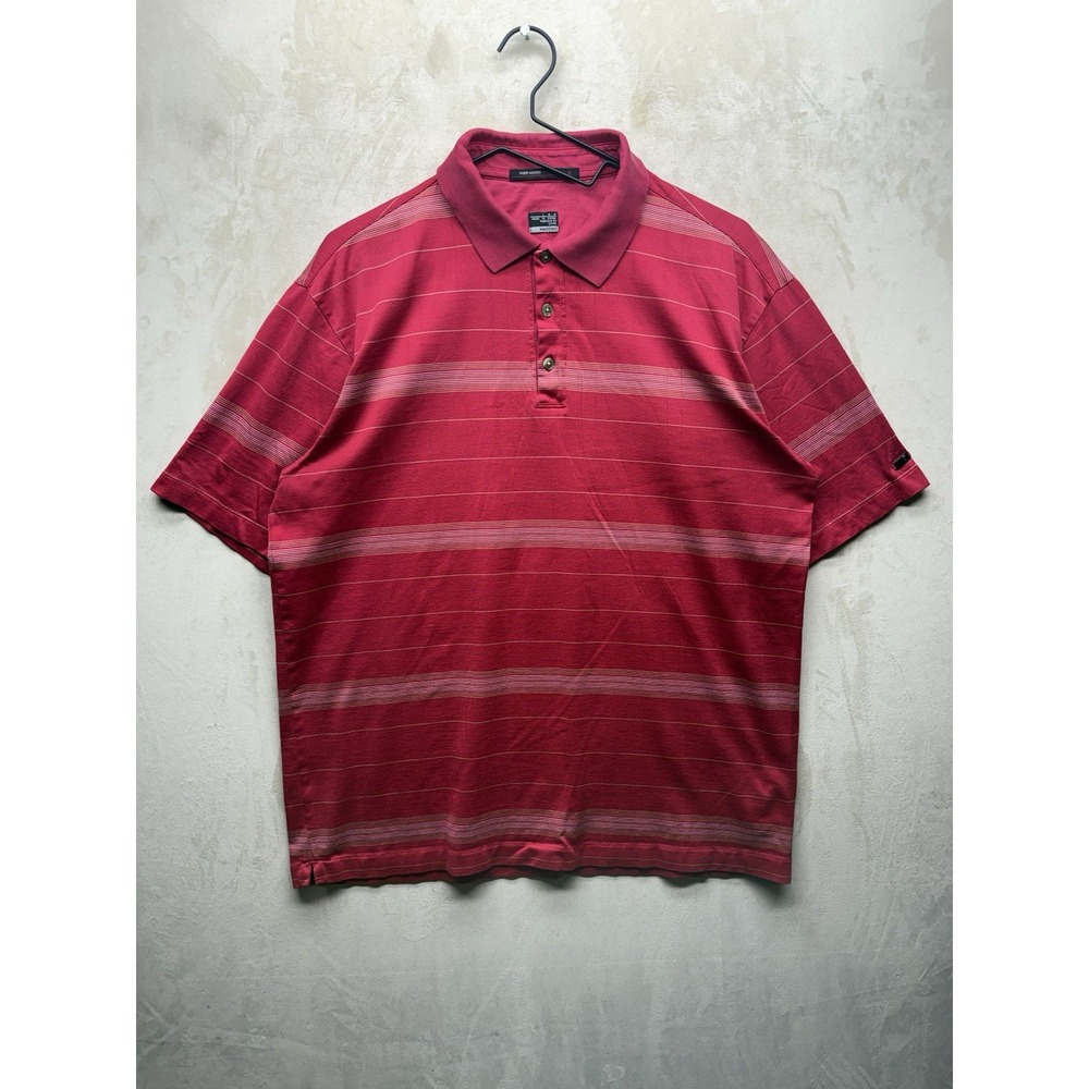 VTG Nike Tiger Woods Golf Polo Shirt Men's Large Red Short Sleeve TW Y2K Sunday